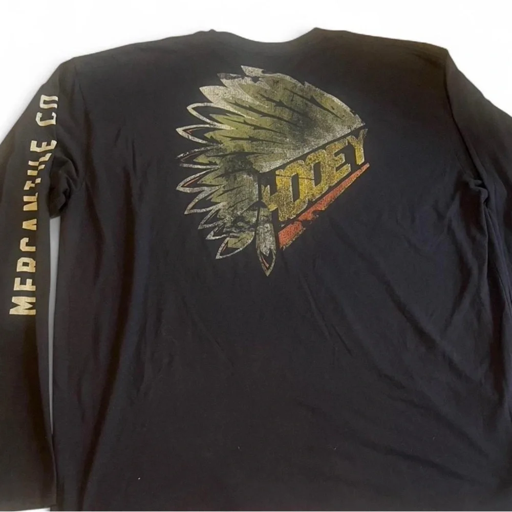 Hooey Black Long-Sleeve Tee with Gold and Red Distressed Headdress Graphic
